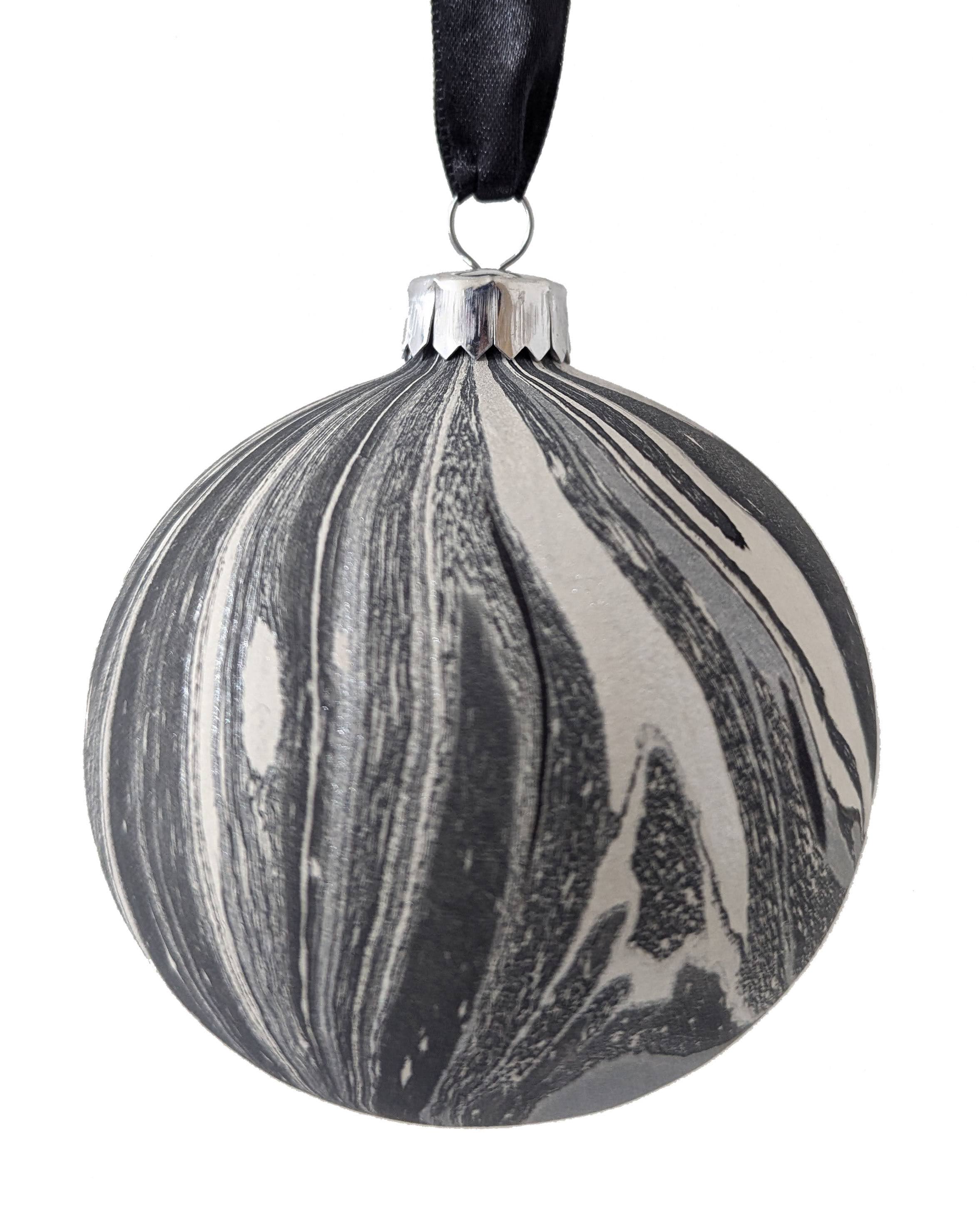 Luxury Marbled Christmas Bauble | Grey Pearl