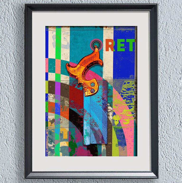 Tenon Saw (Blue and Orange): Giclée Art Print