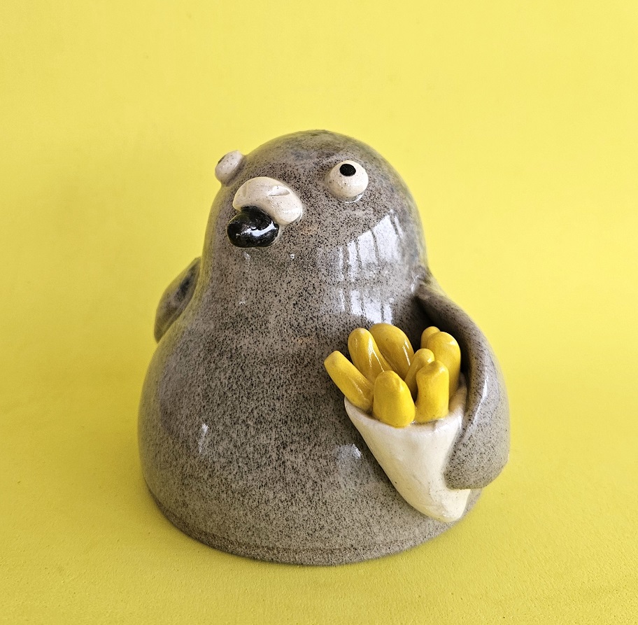 Bryce with the Fries - Ceramic Pigeon with Chips