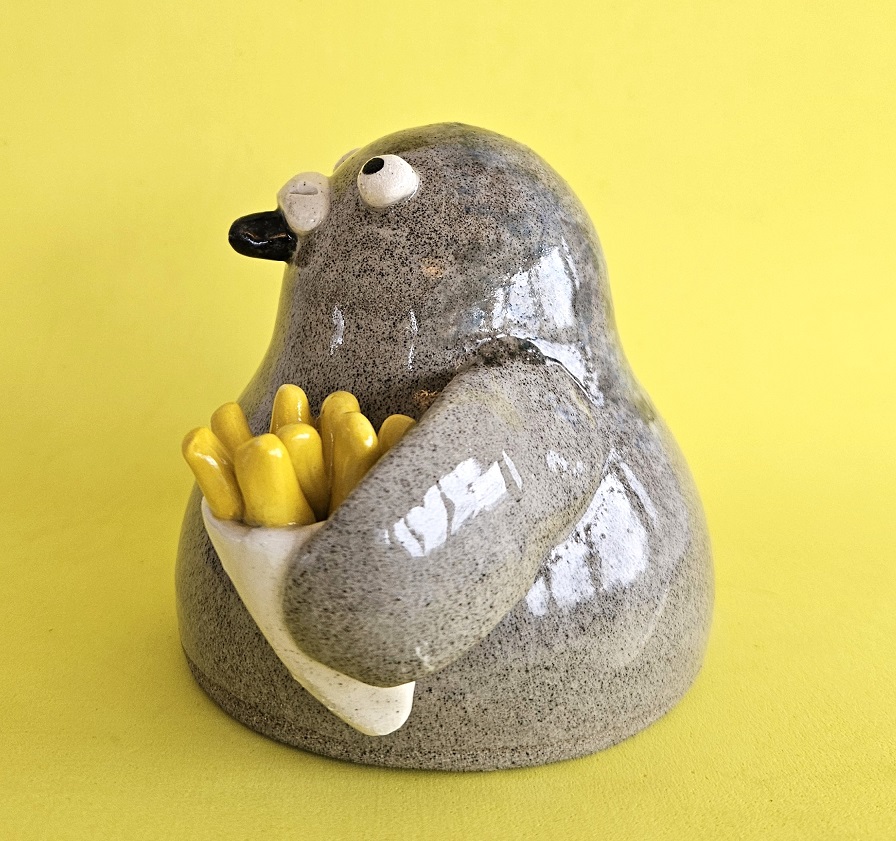 Bryce with the Fries - Ceramic Pigeon with Chips