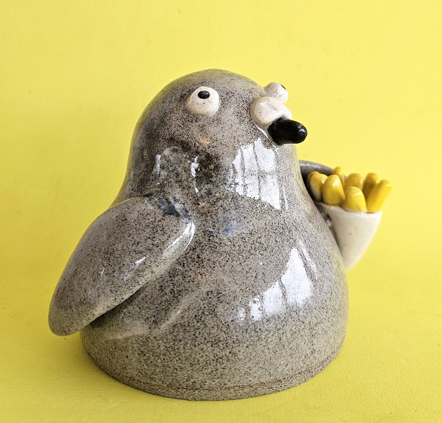 Bryce with the Fries - Ceramic Pigeon with Chips
