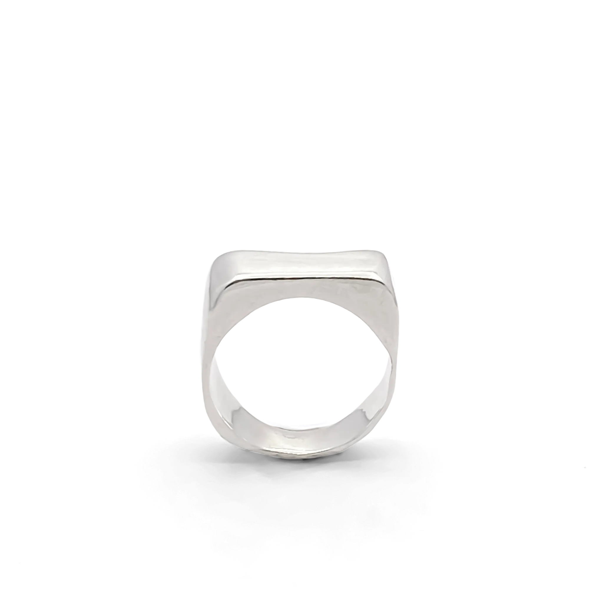 Handcrafted silver Asymmetric Grace Bow Ring shown from front view on white background