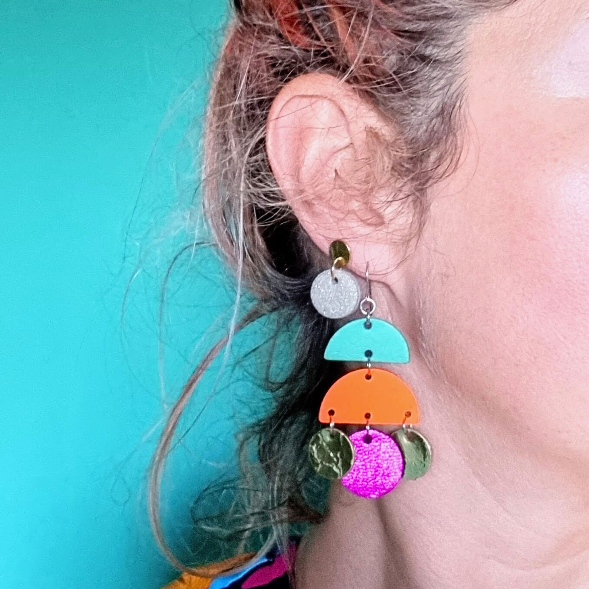 Turquoise Mini Circle Earrings