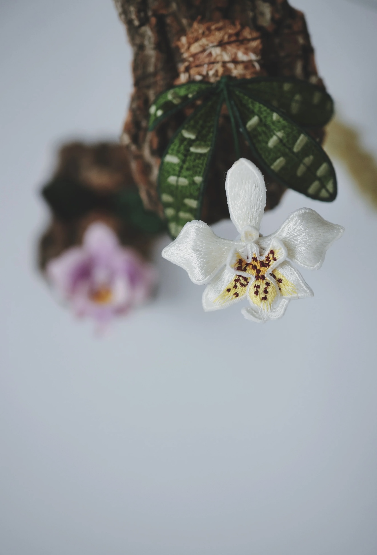 Embroidered Phalaenopsis Orchid Art Piece