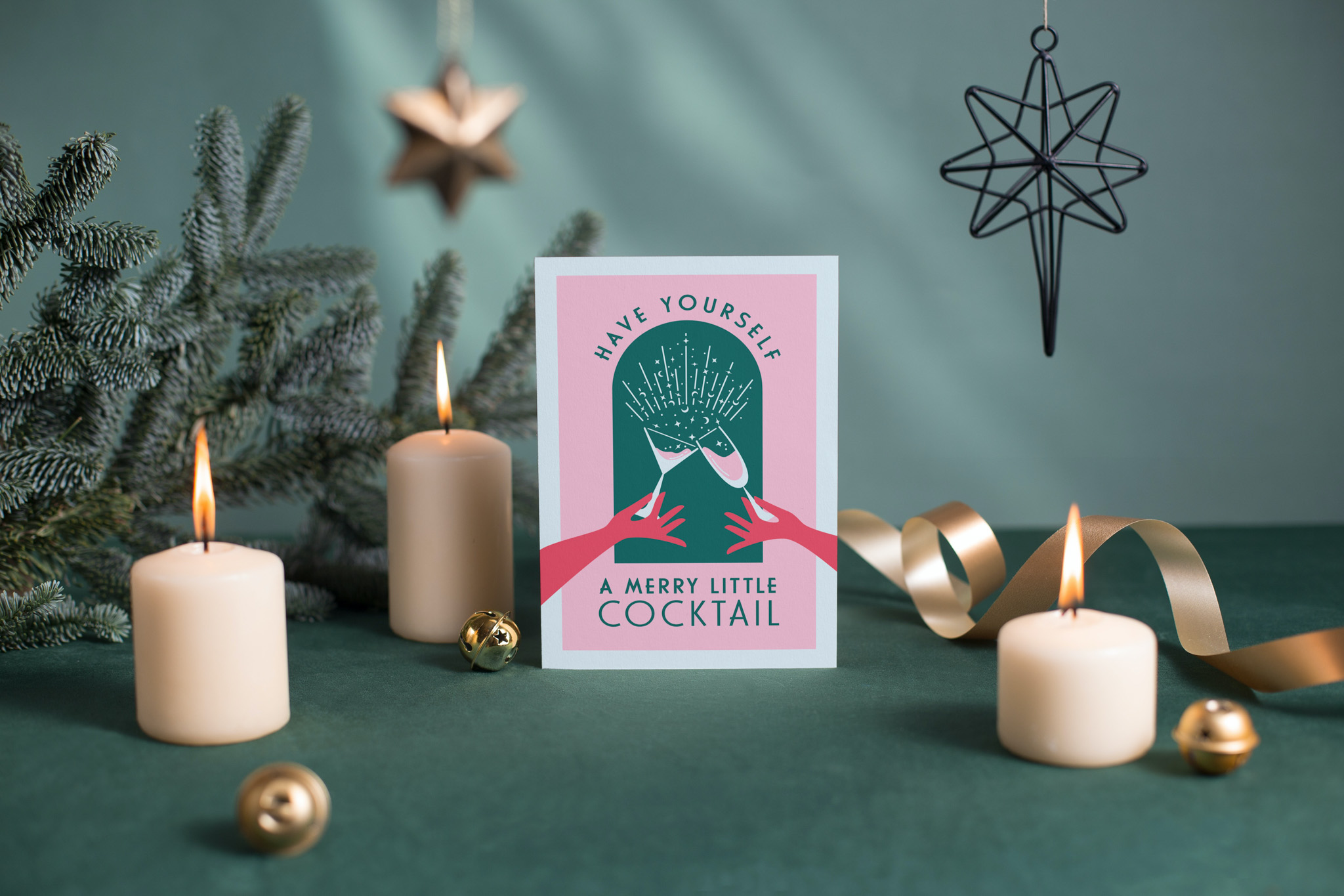 Have yourself a Merry Little Cocktail Christmas Bar Cart Print