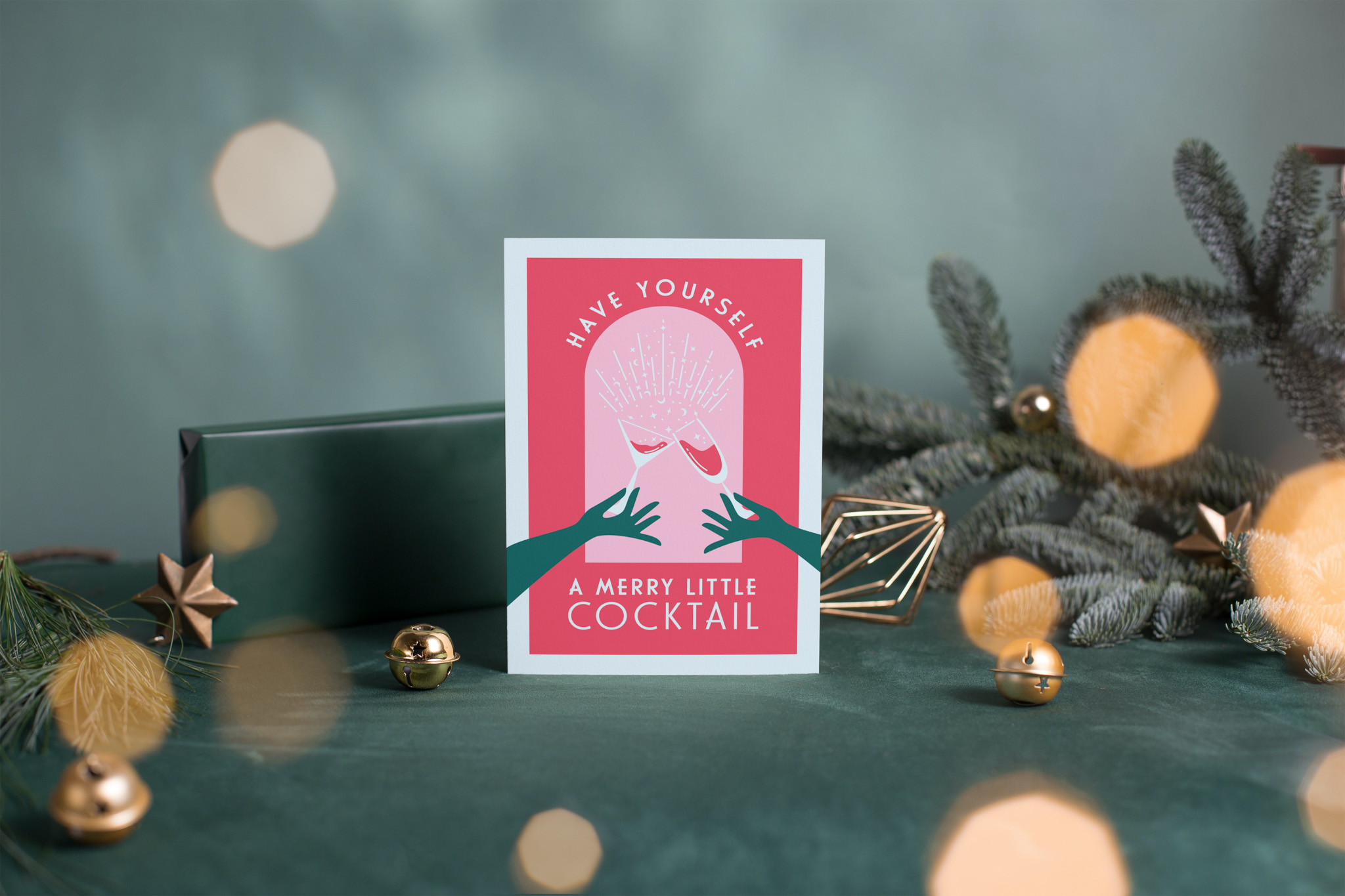 Have yourself a Merry Little Cocktail Christmas Bar Cart Print