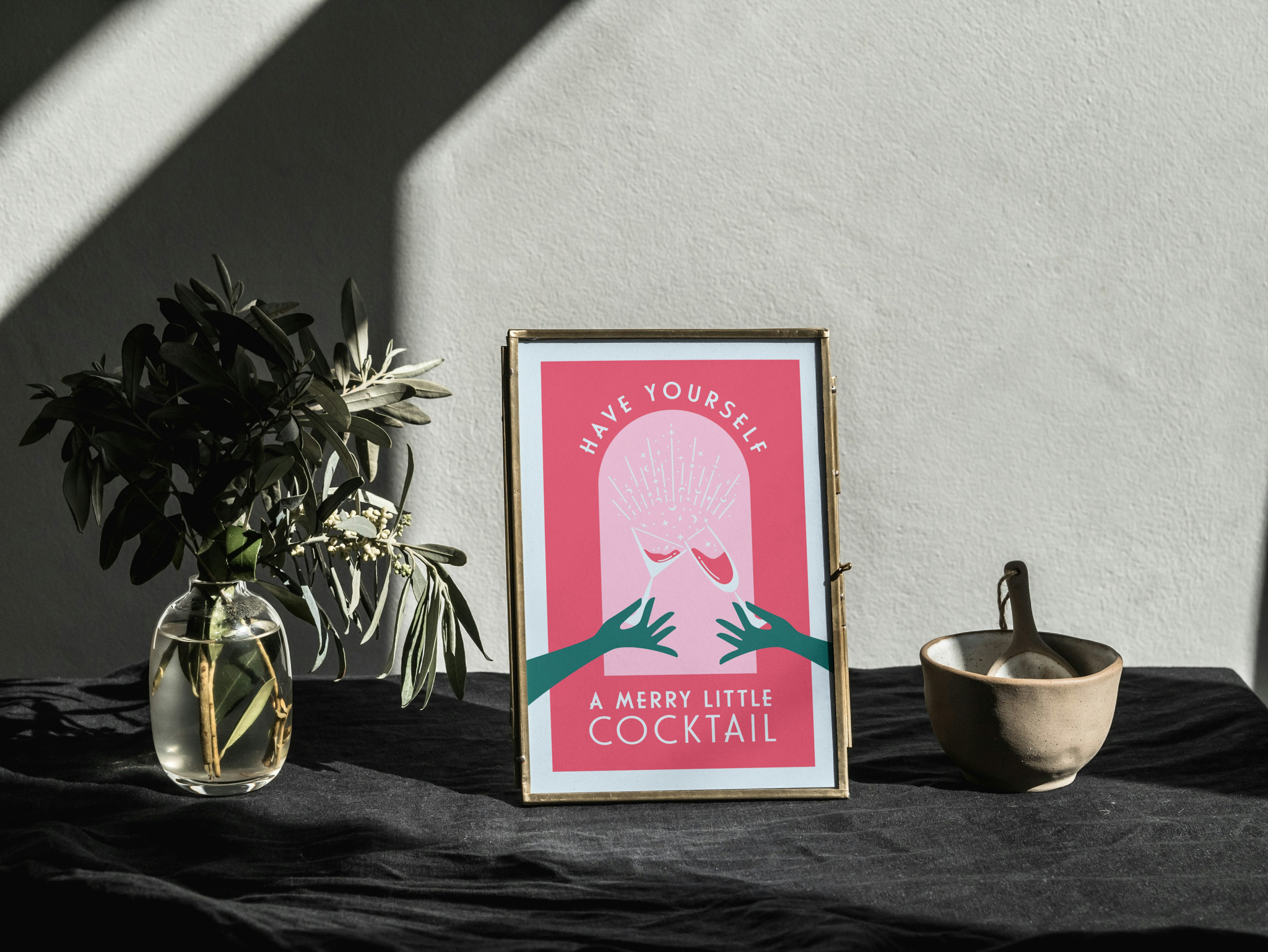 Have yourself a Merry Little Cocktail Christmas Bar Cart Print