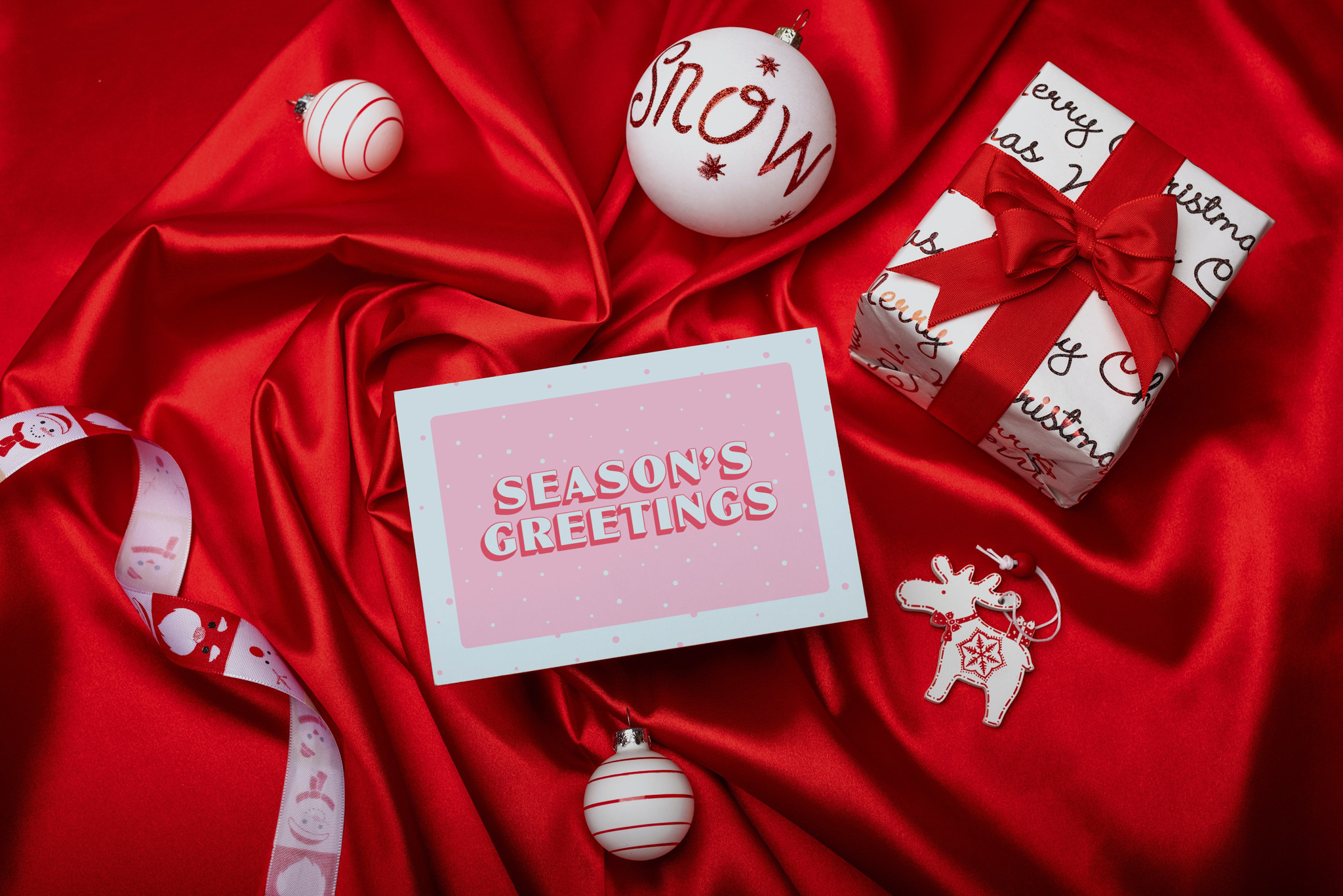 Season's Greetings Retro Christmas Card