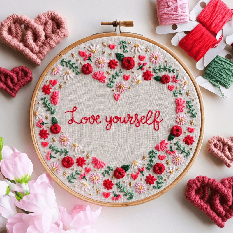 DIY embroidery kit for beginners - Love yourself