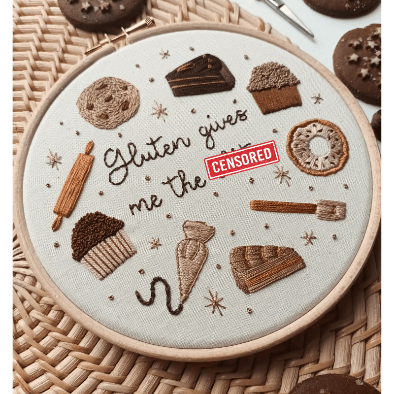 DIY embroidery kit for beginners - Bake it easy / Gluten free