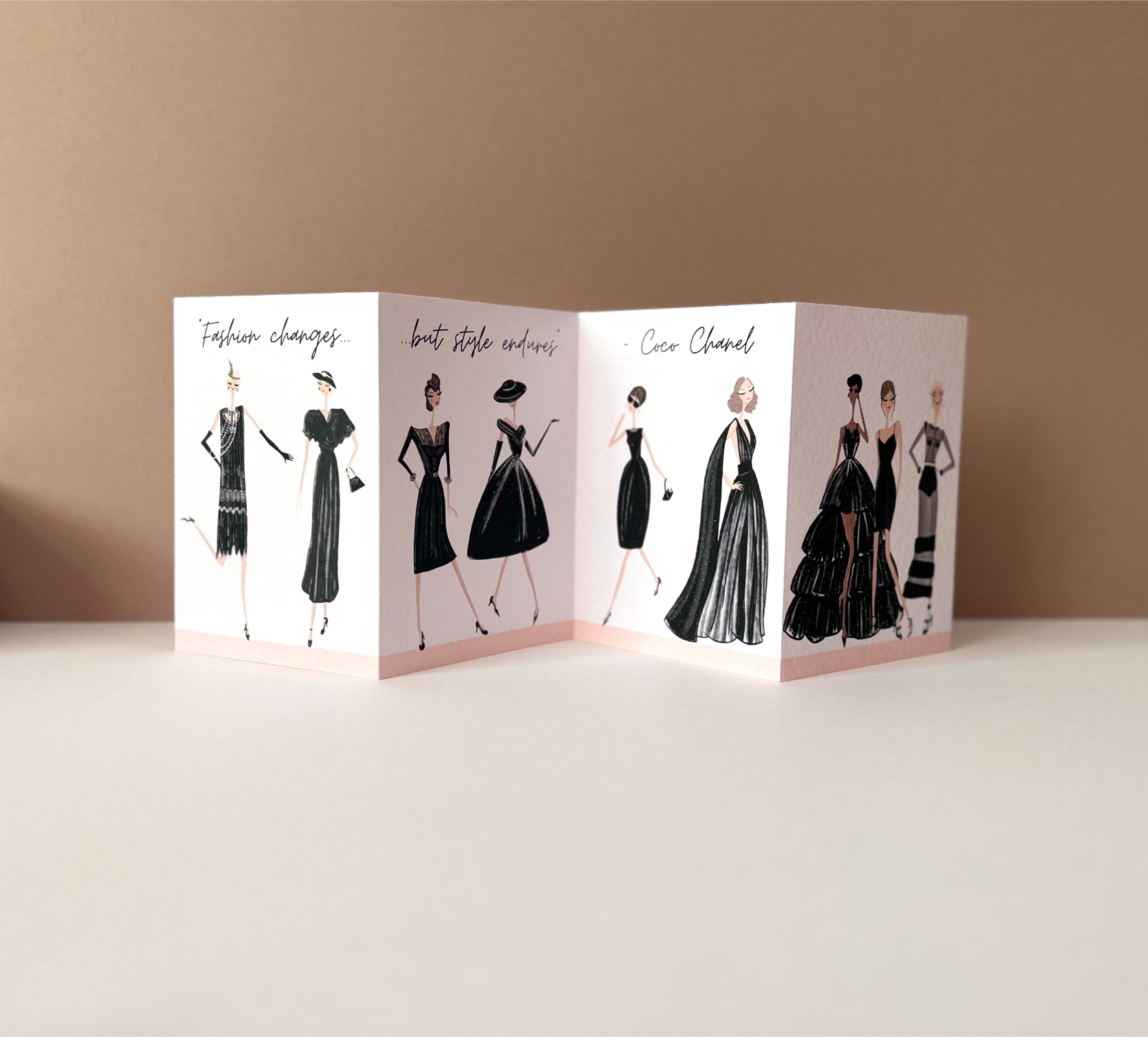 Handmade Concertina Greeting Card- The Evolution Of The Iconic Little Black Dress