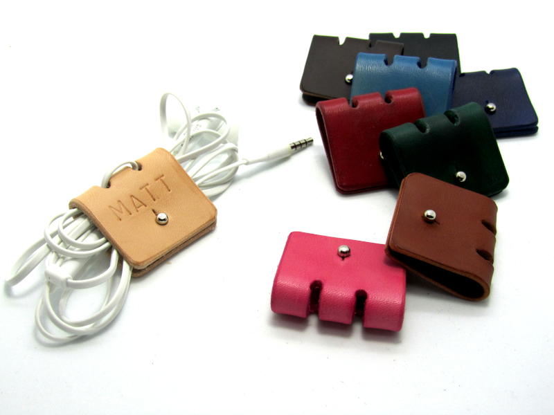 Personalised handmade Leather Cable Organizer