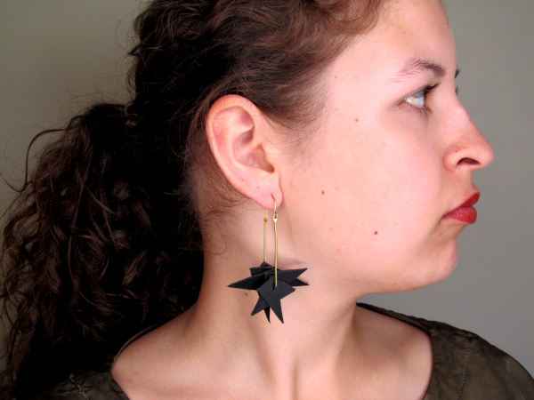 Geometric handmade upcycled Leather Earrings