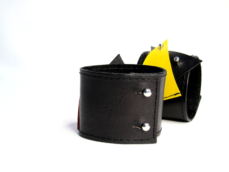 Upcycled Geometric leather cuff