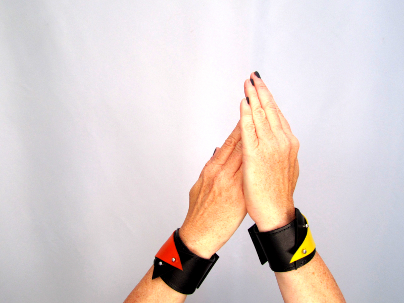 Upcycled Geometric leather cuff