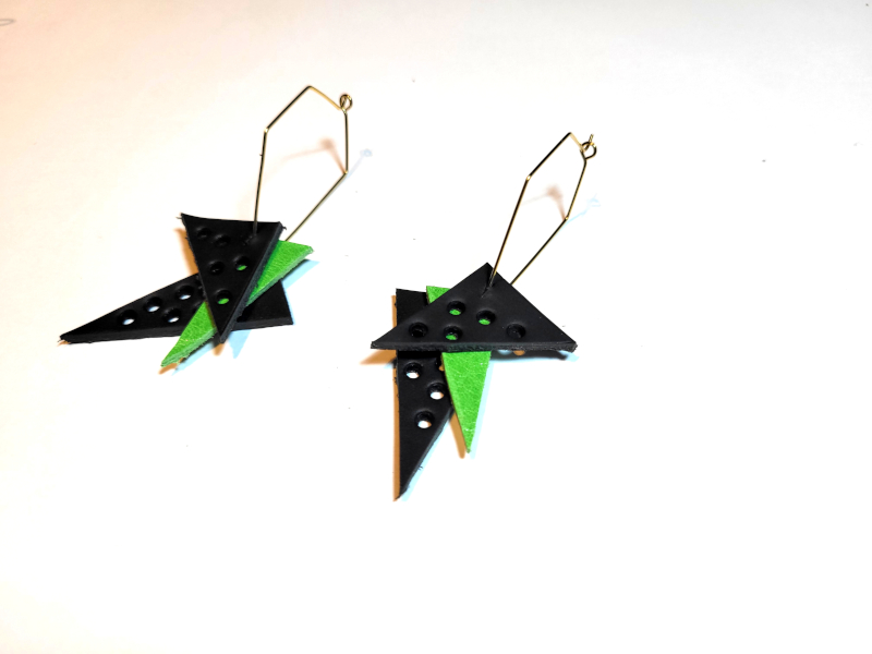 Upcycled leather Geometric handmade Earrings