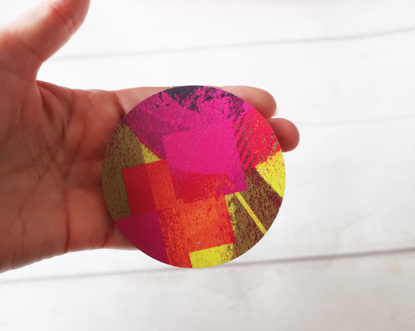 Big Pink Print Brooch - Bold and Unique Statement Piece