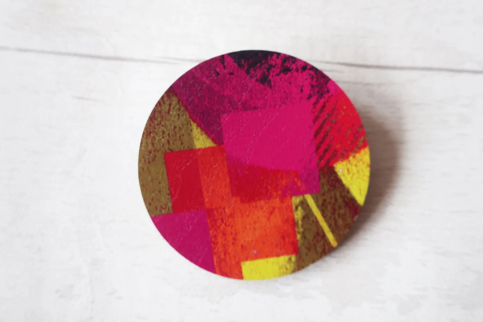 Big Pink Print Brooch - Bold and Unique Statement Piece