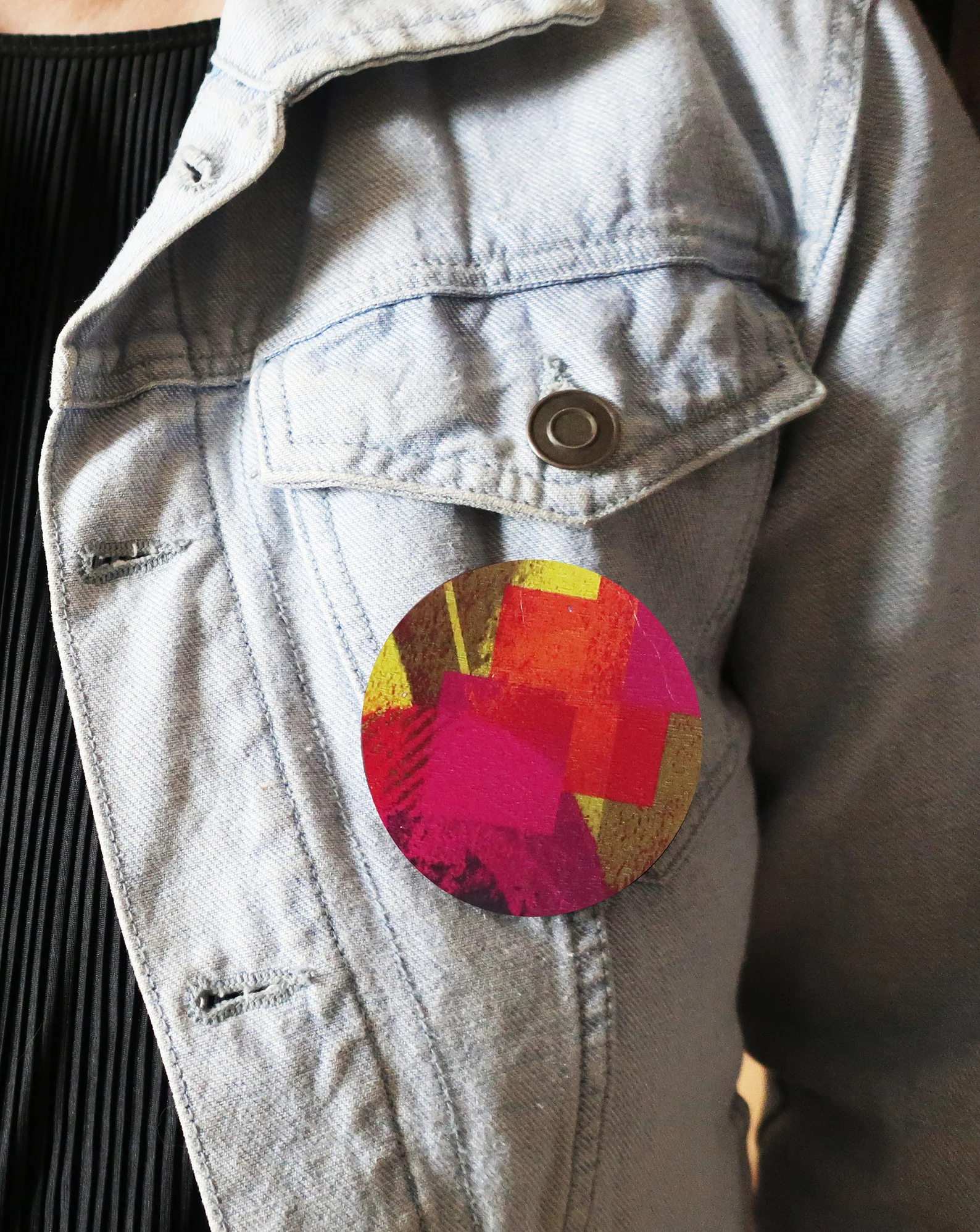 Big Pink Print Brooch - Bold and Unique Statement Piece