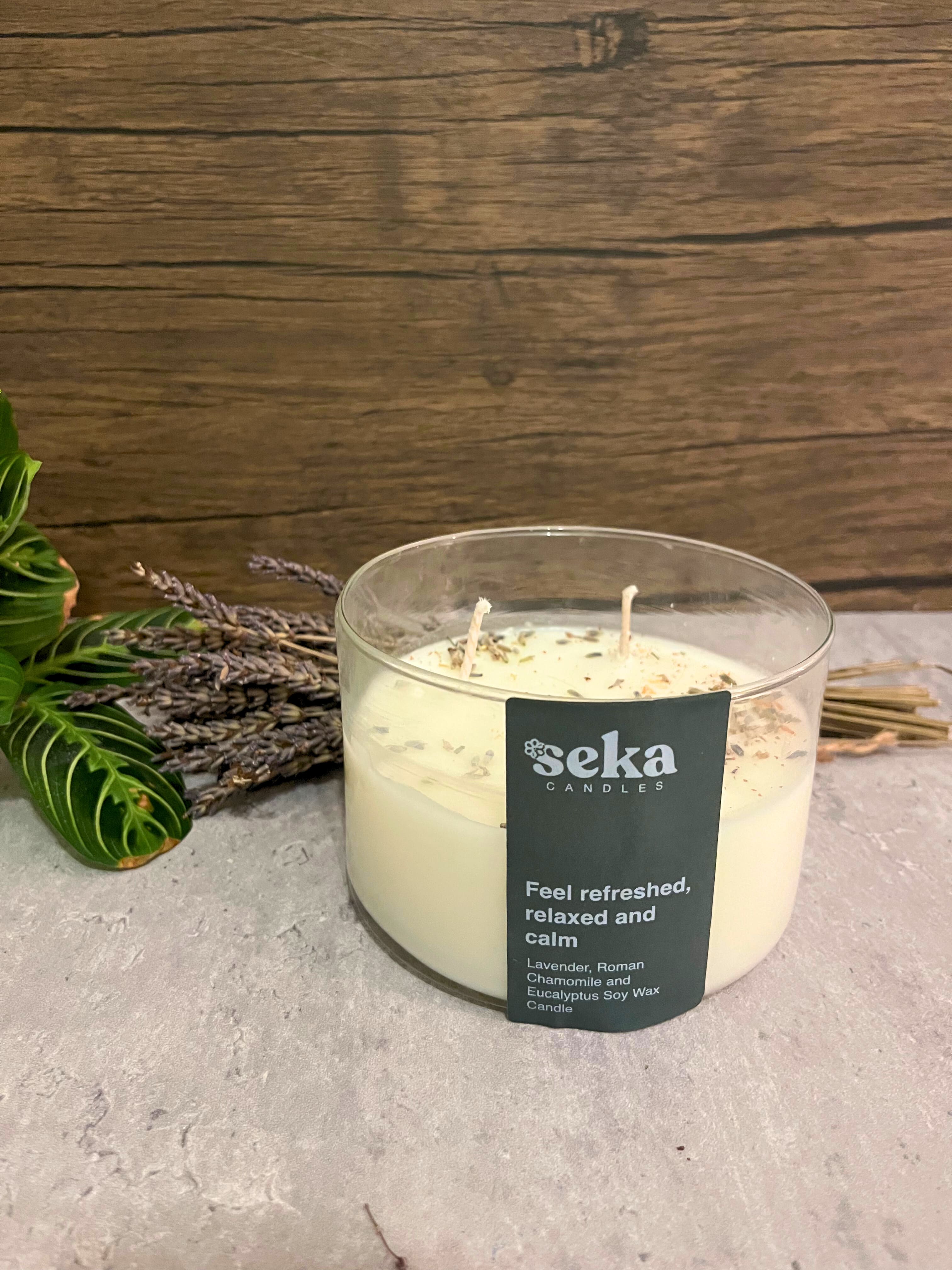 Lavender, Roman Chamomile and Eucalyptus Scented Candle
