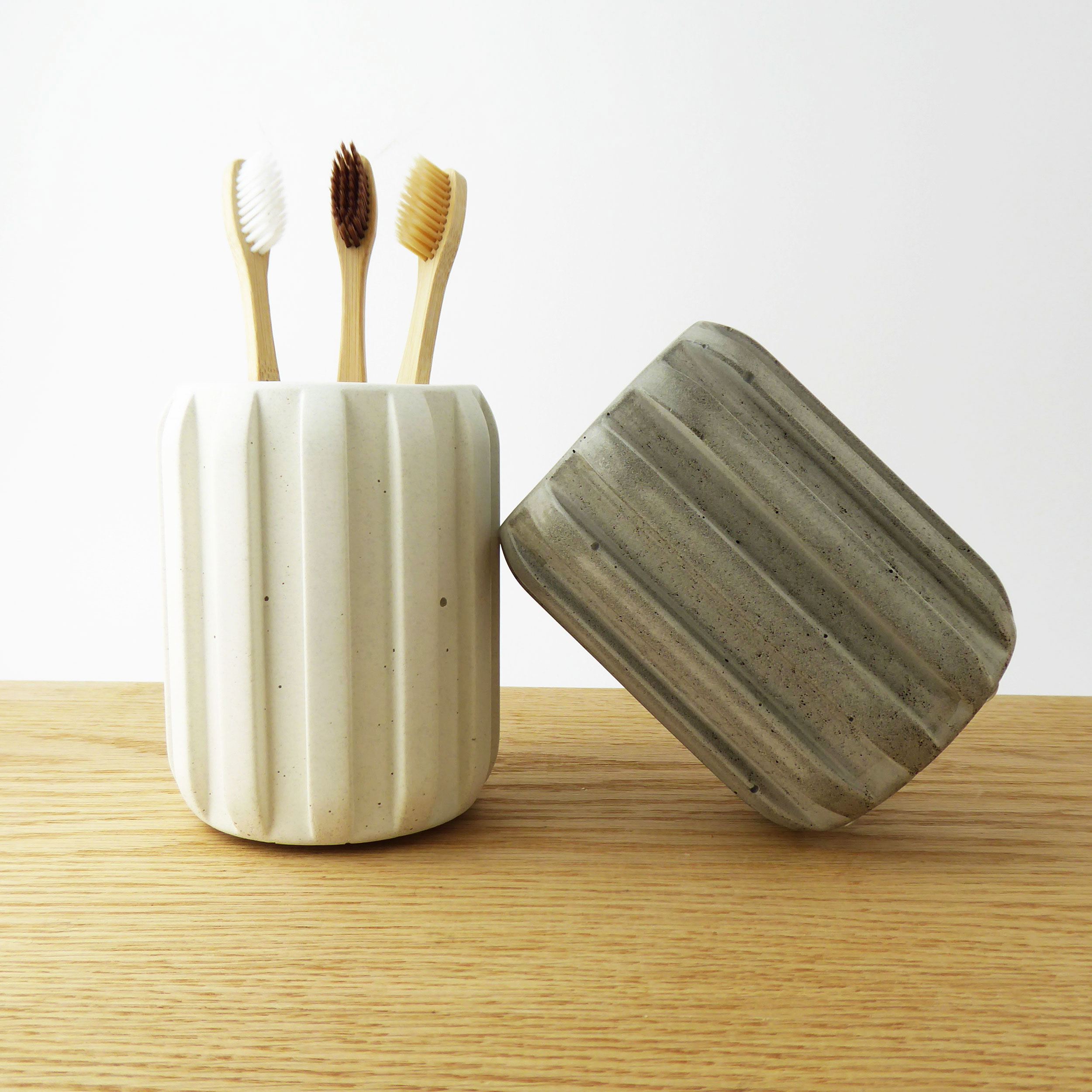 Handmade concrete everything pot - natural grey or white