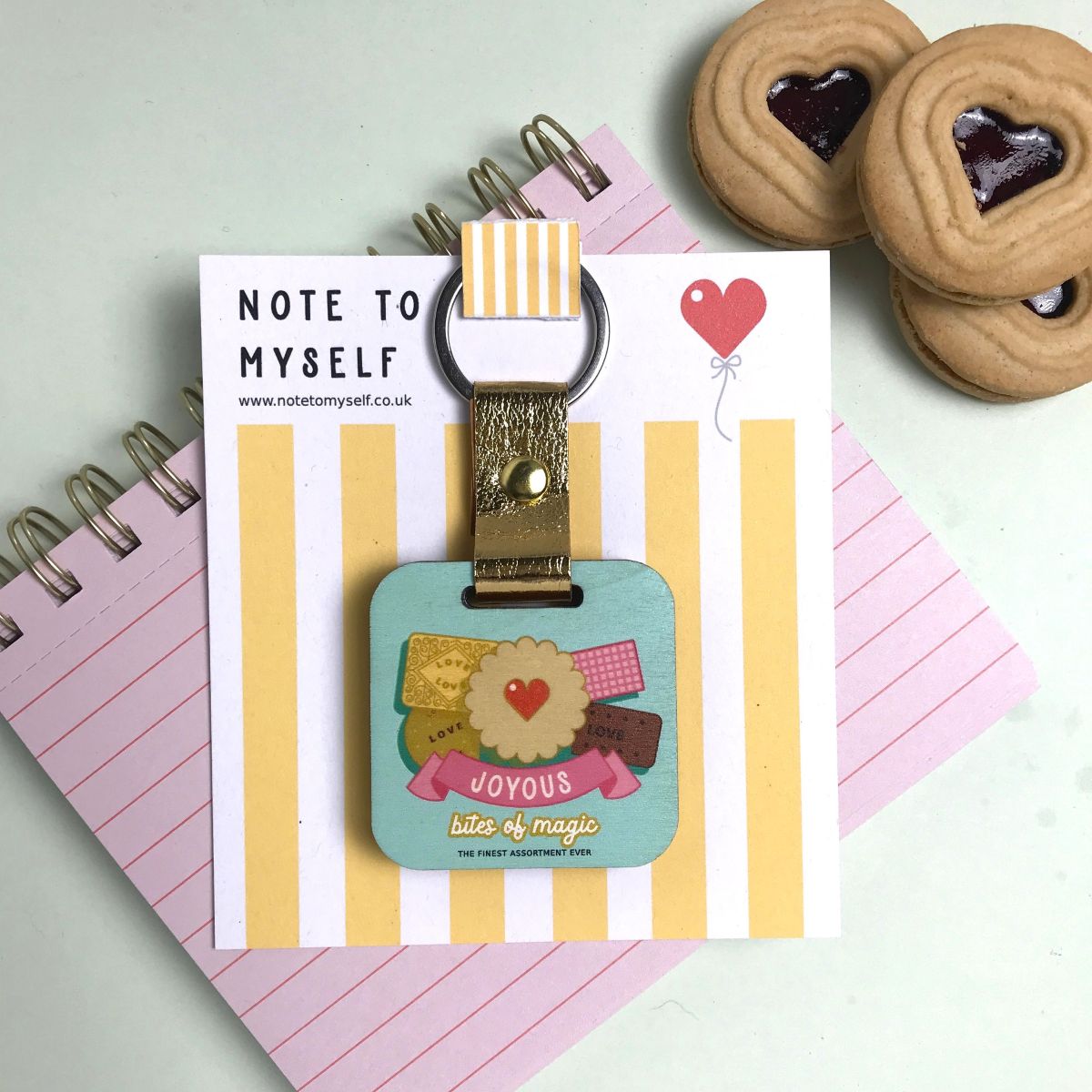 Biscuit Tin Wooden Keychain and Pocket Mirror