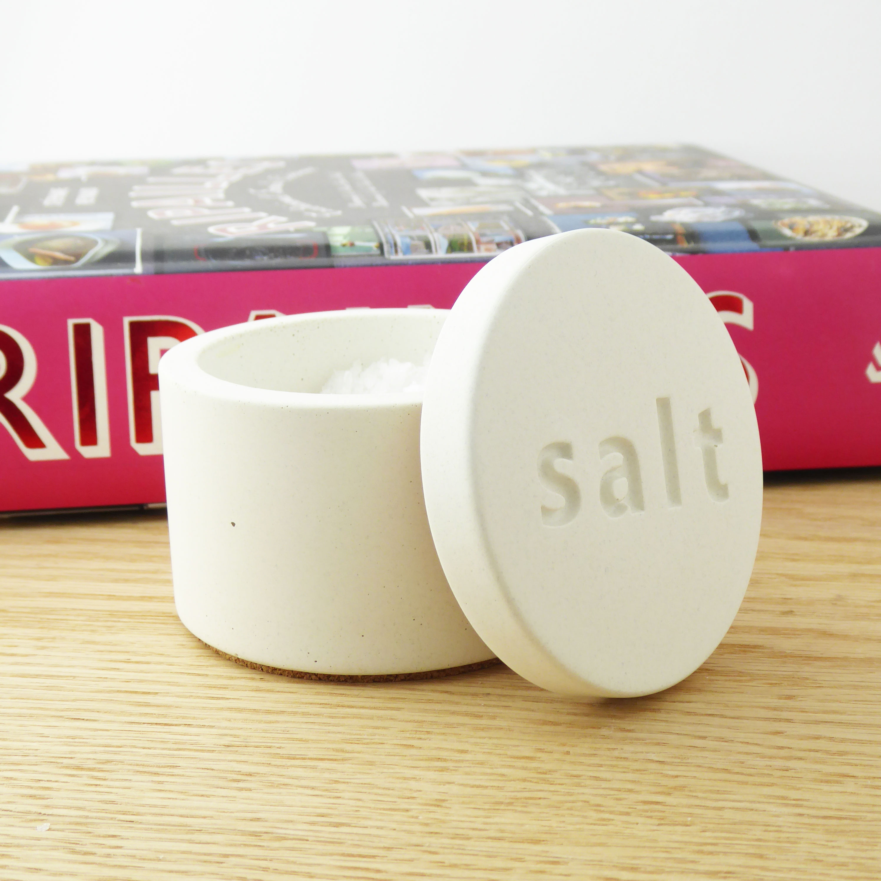 Handmade concrete salt pot - natural grey or white