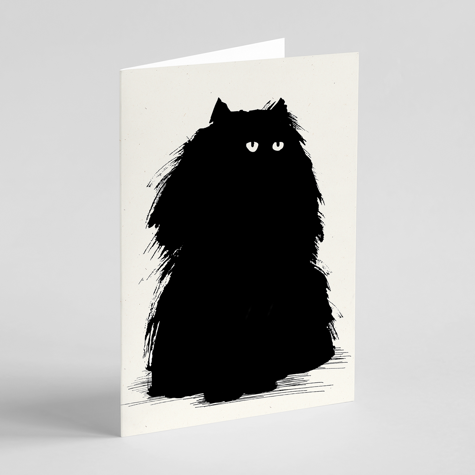 Black Persian cat greetings card