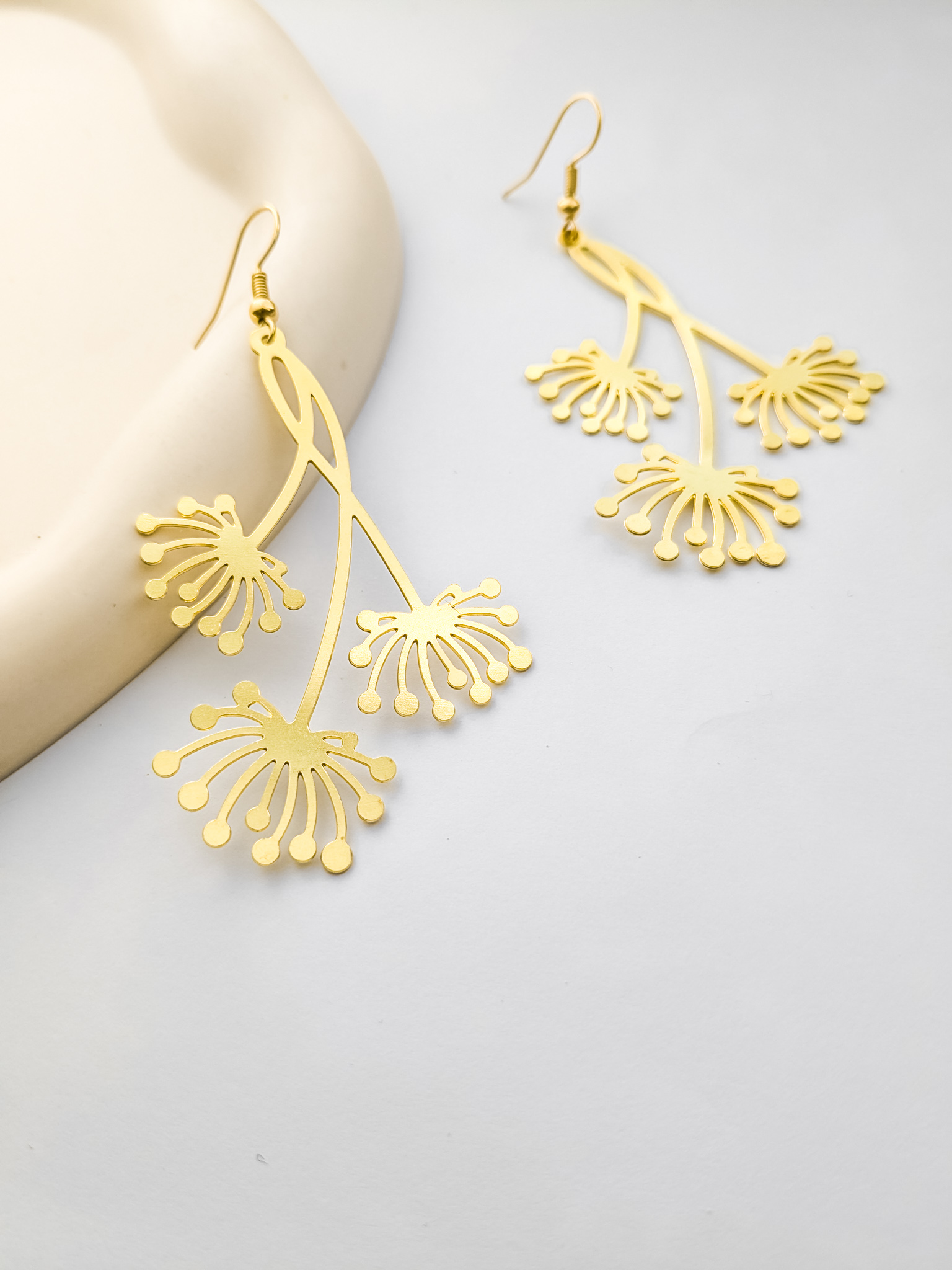 Dandelion Statement Dangle Flower Earrings
