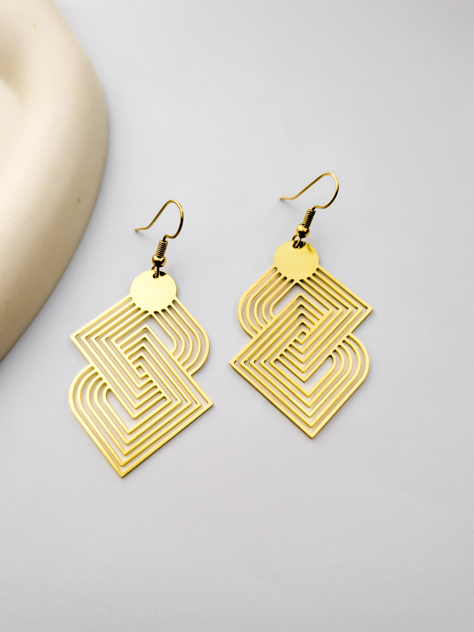 Gold Geometric Dangle Earrings