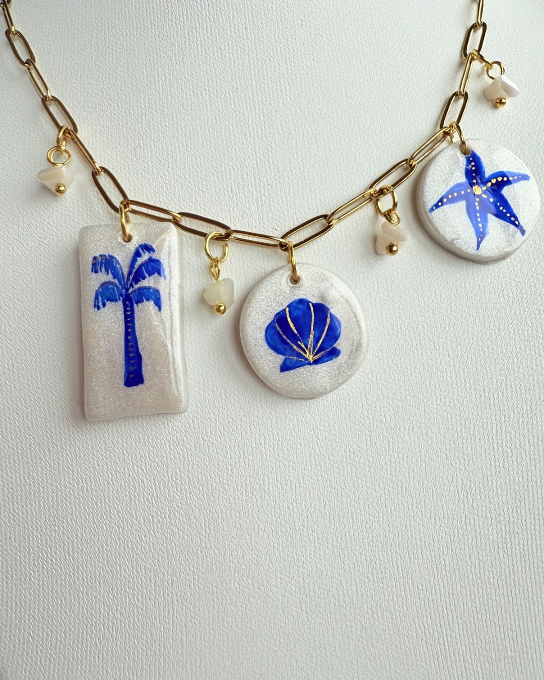 Beach Charm Necklace – 14” Gold Plated Chain