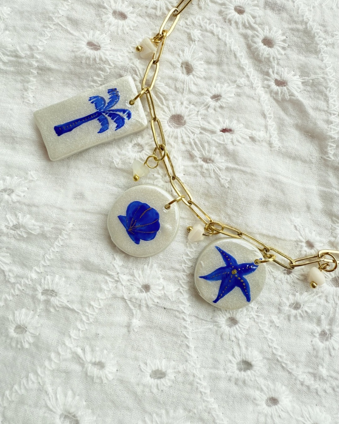 Beach Charm Necklace – 14” Gold Plated Chain