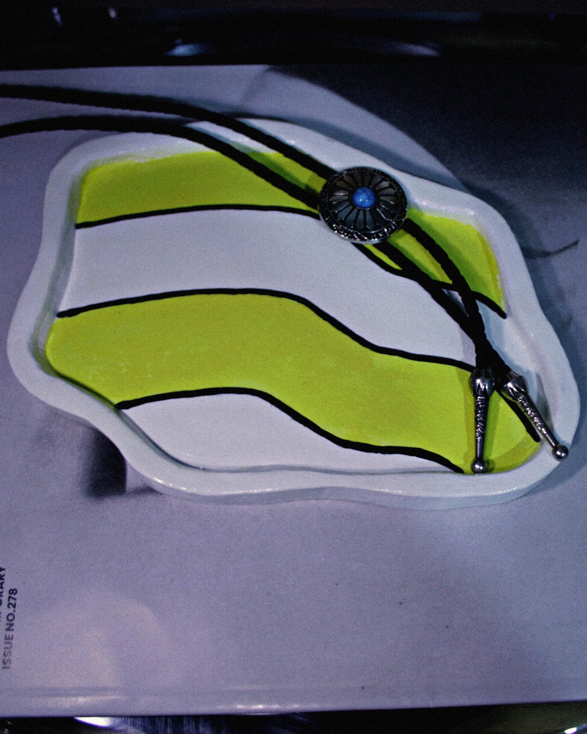 Handmade air-dry clay bee striped tray