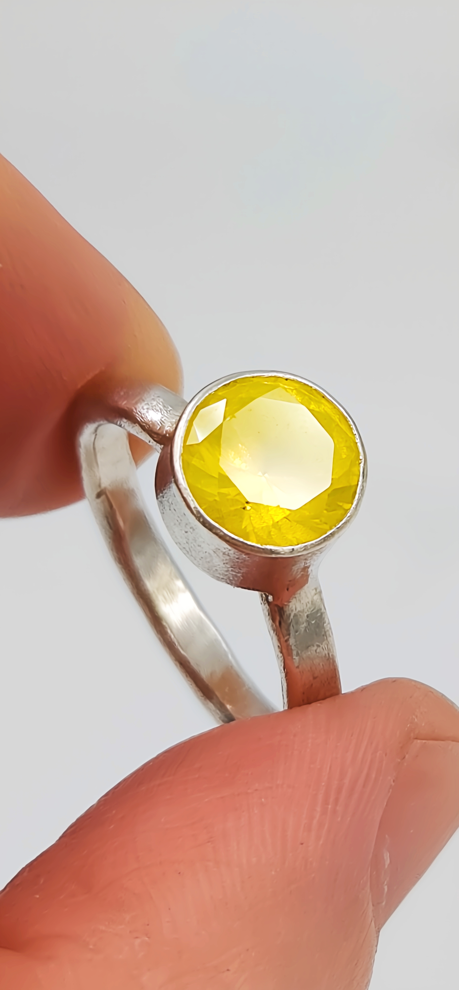 Molten Sterling Silver Ring: Yellow YAG Gemstone