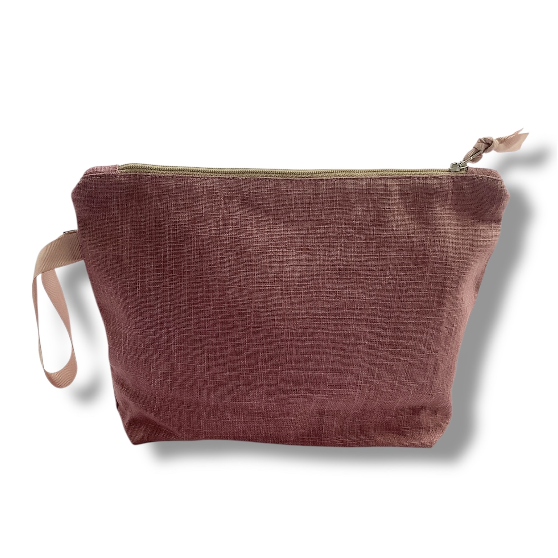 Dusty Pink Lotus Flowers Linen Makeup Bag