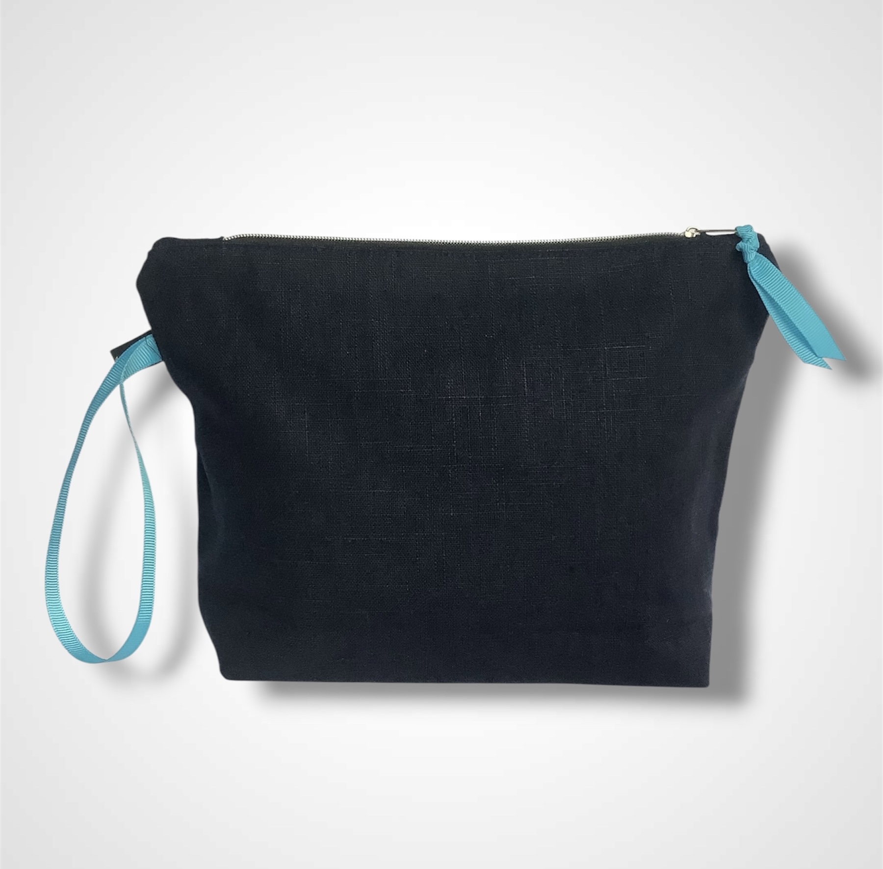 Navy Blue Sea Shells Linen Makeup Bag
