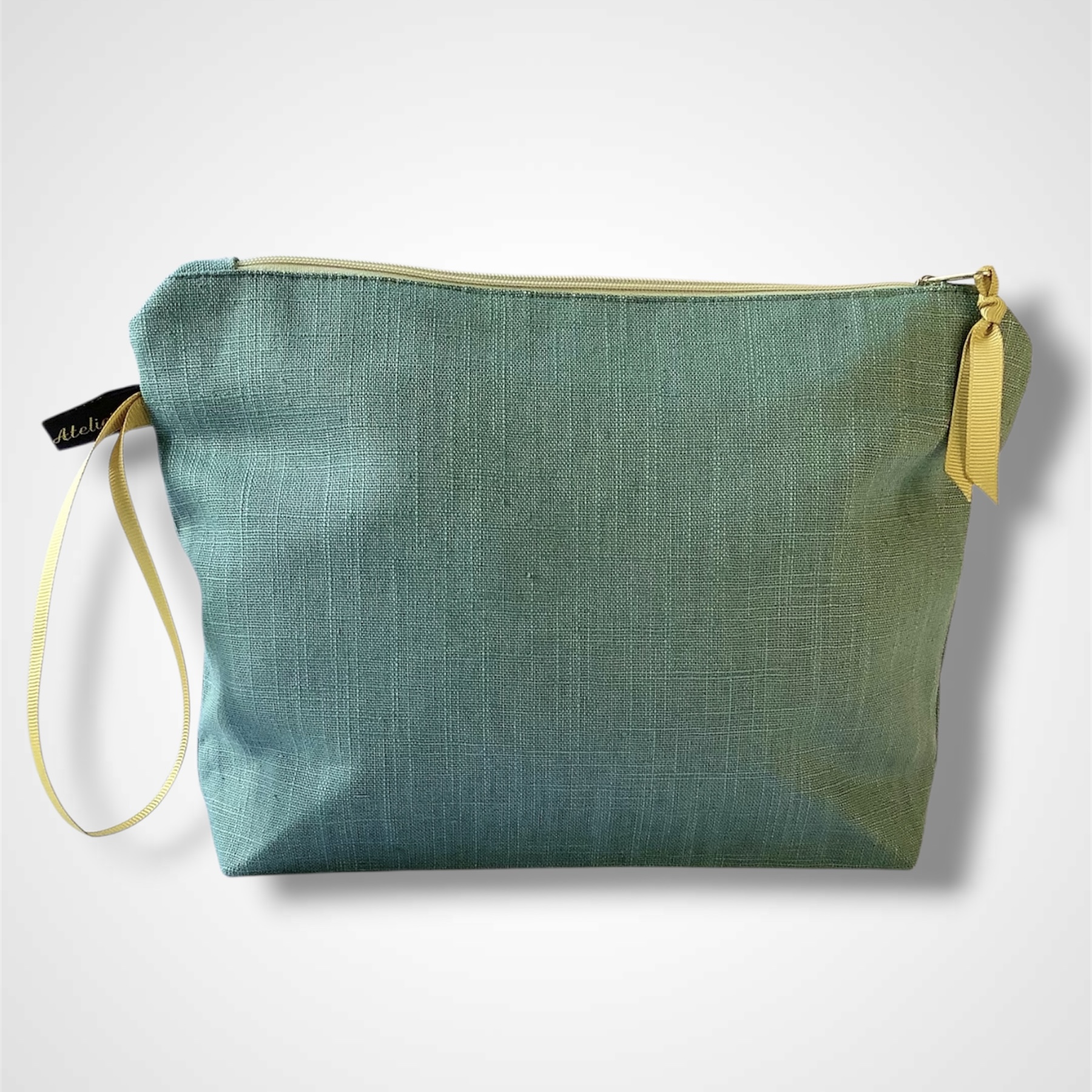Sage Green Magnolias Linen Makeup Bag