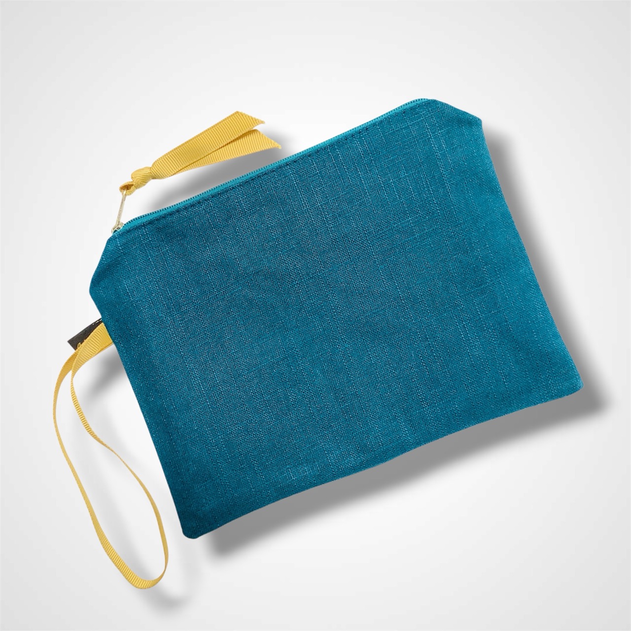 Teal Hummingbirds Linen Zip-Up Pouch