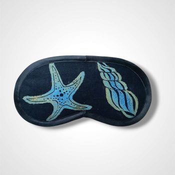 Navy Blue Sea Shells Linen Lavender Eye Mask