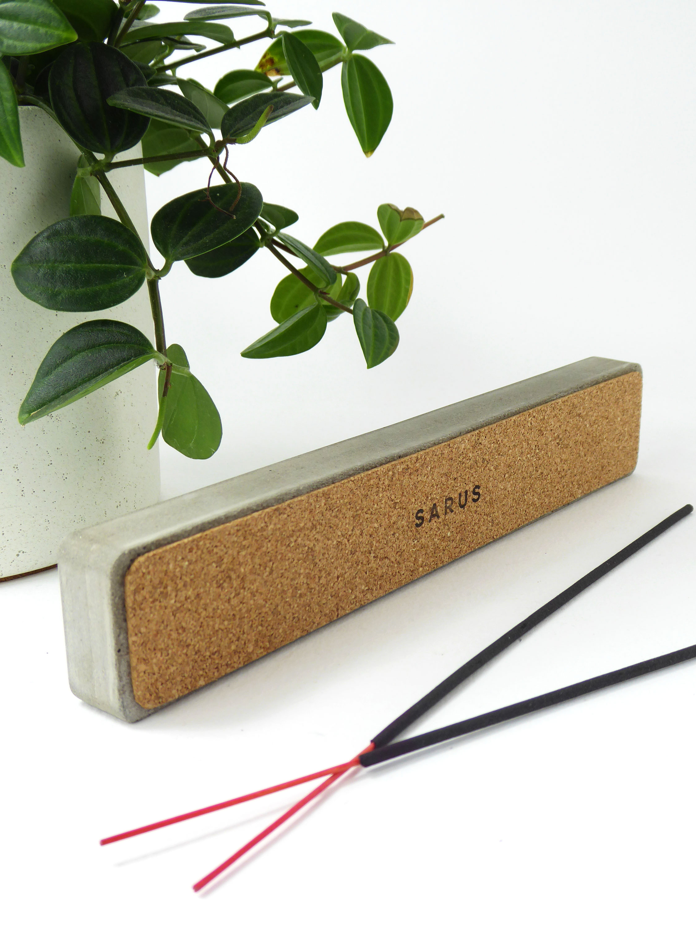 Handmade long concrete incense holder