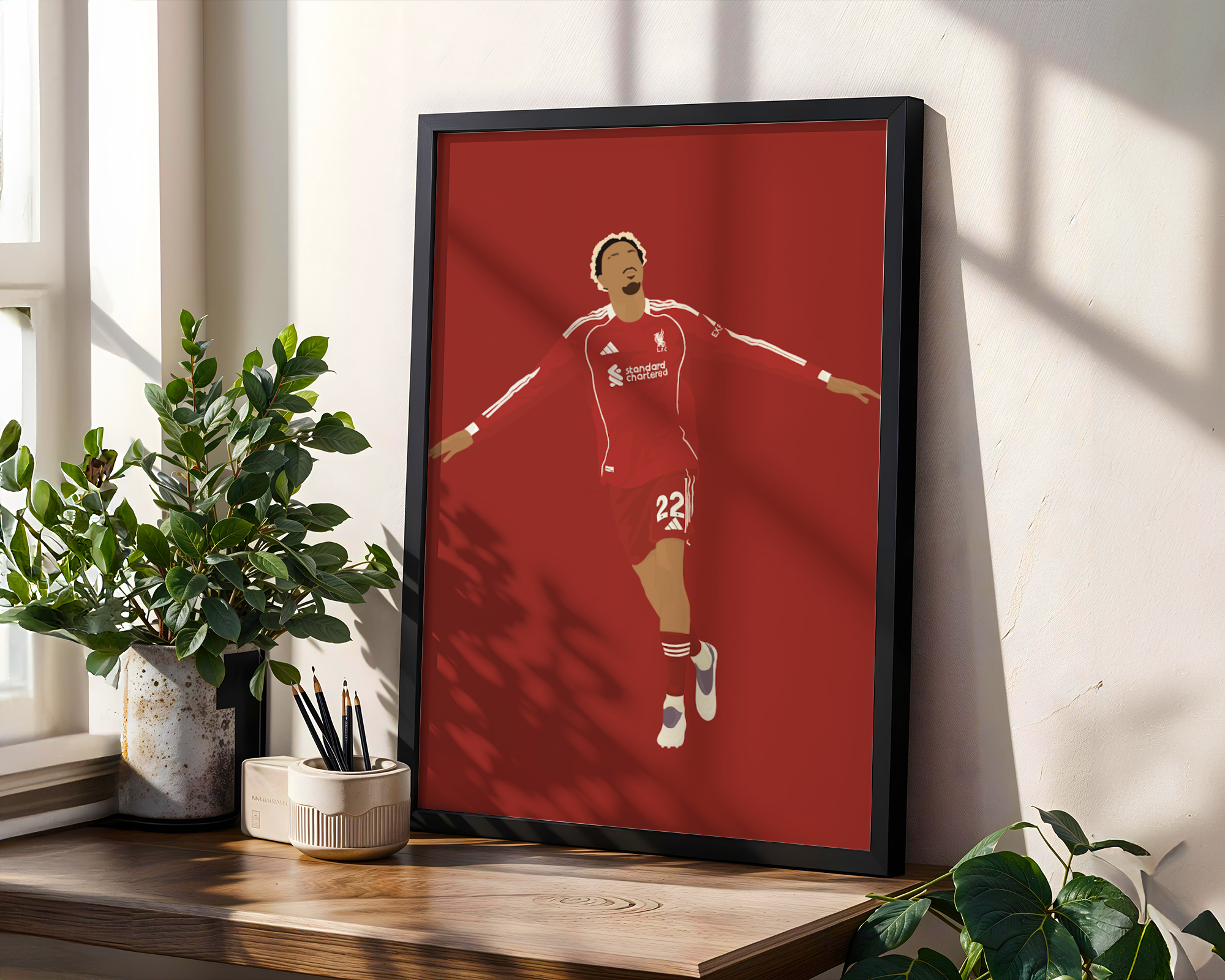 Hugo Ekitike Art Print - Hand-Drawn Football Wall Art