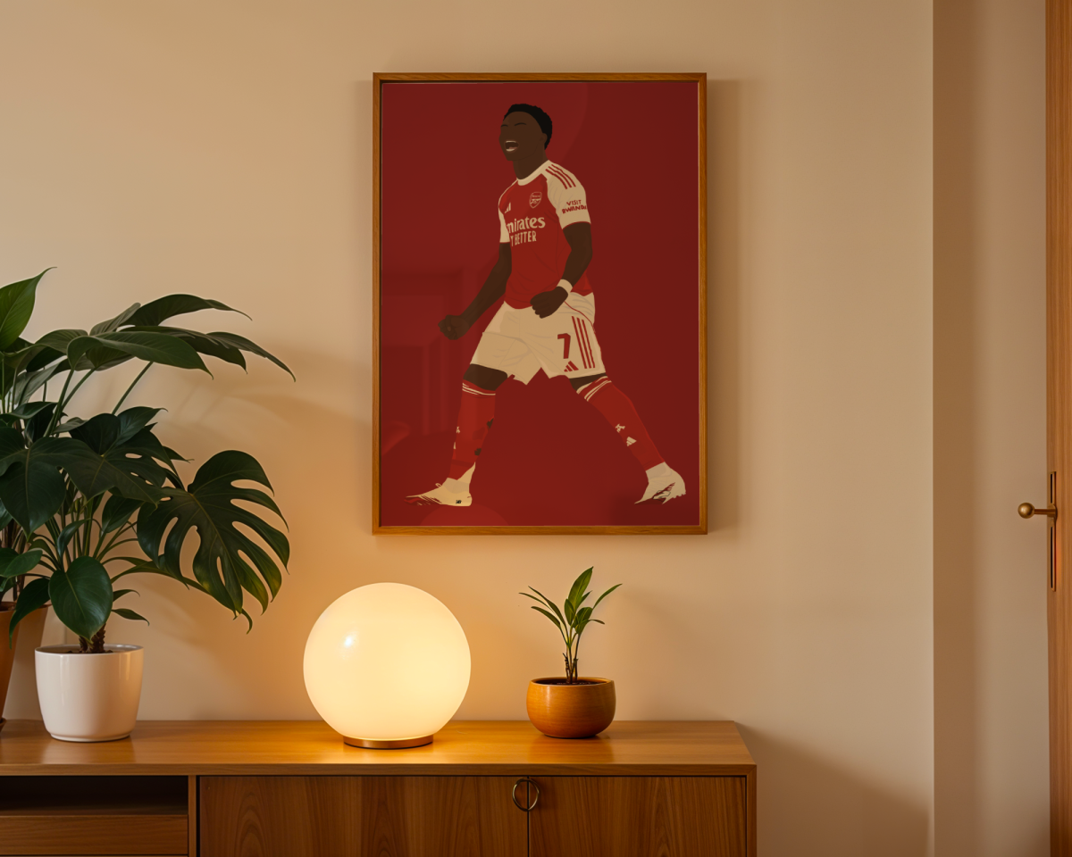 Bukayo Saka Art Print - Hand-Drawn Football Wall Art