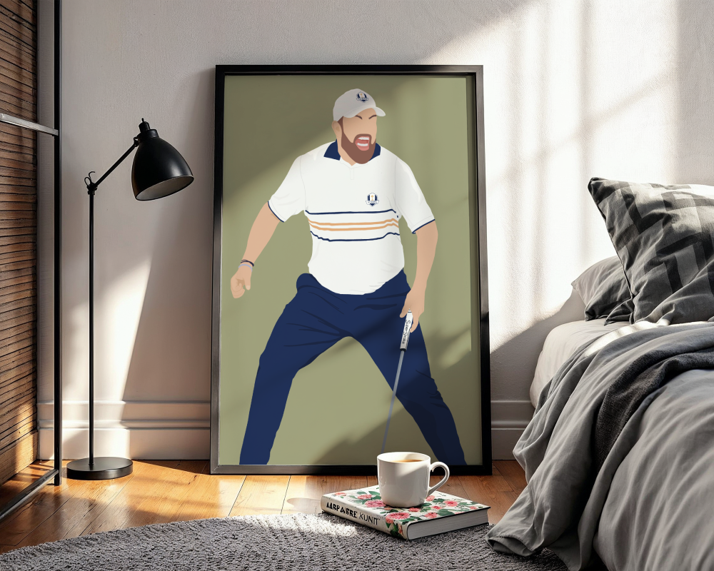 Shane Lowry Art Print - Hand-Drawn Golf Wall Art