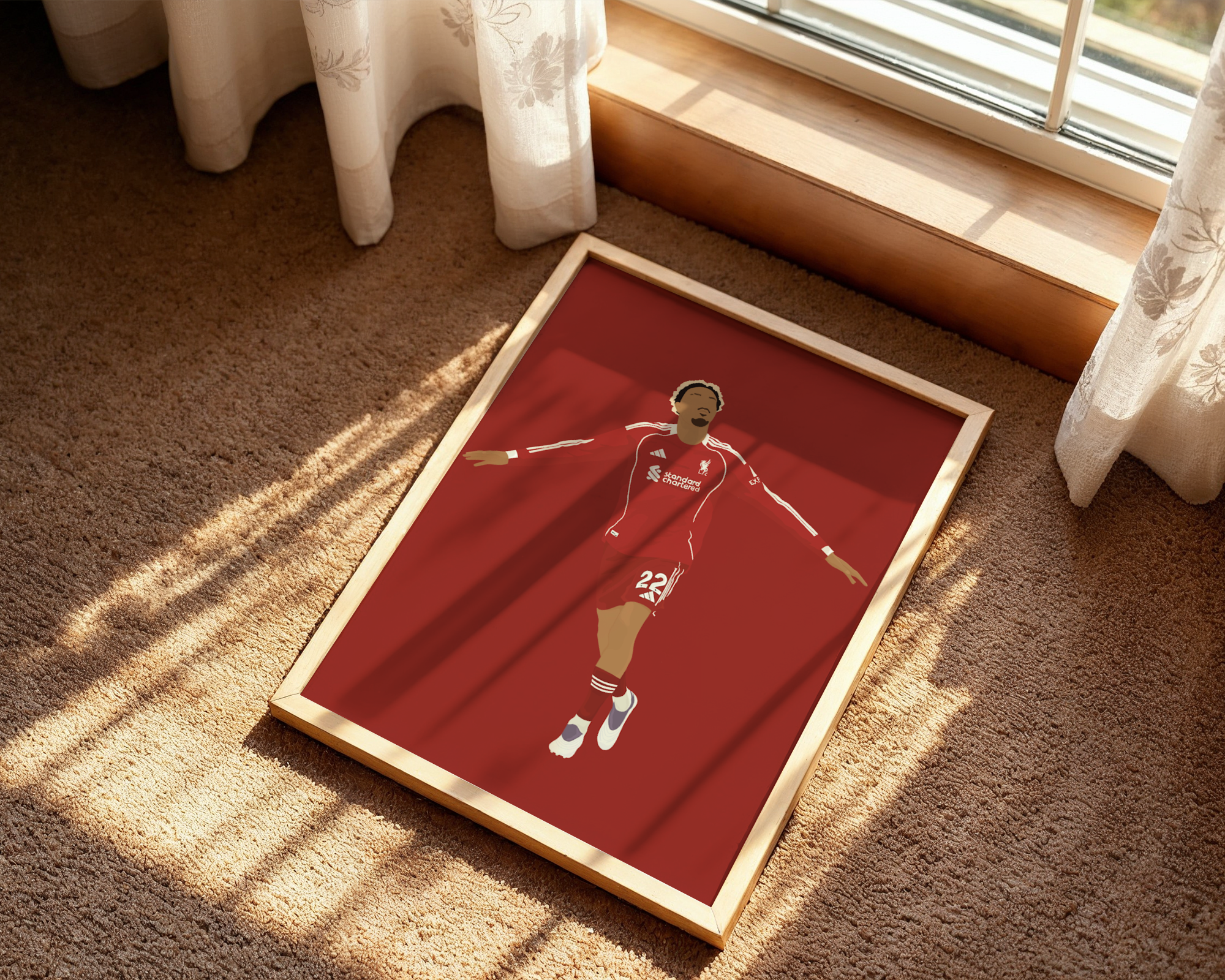 Hugo Ekitike Art Print - Hand-Drawn Football Wall Art