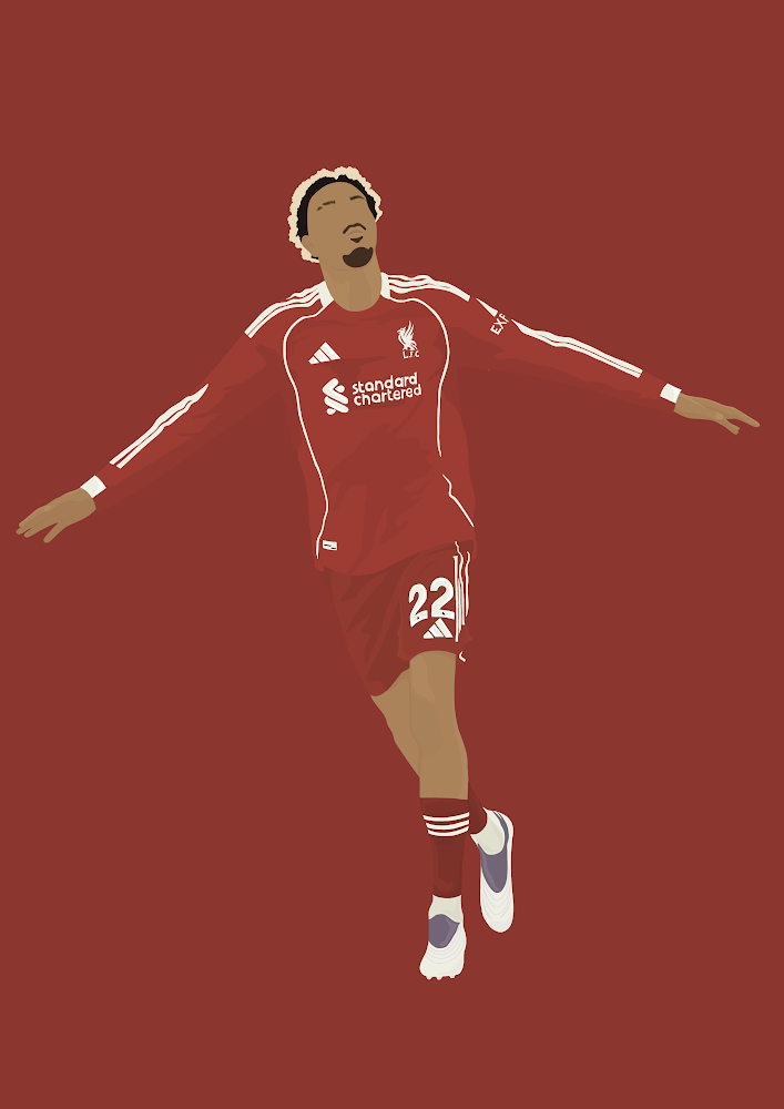 Hugo Ekitike Art Print - Hand-Drawn Football Wall Art