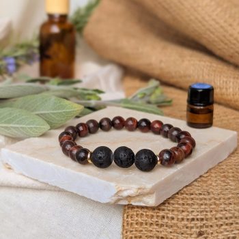 Courage Tiger Eye Lava Bead Aromatherapy Bracelet