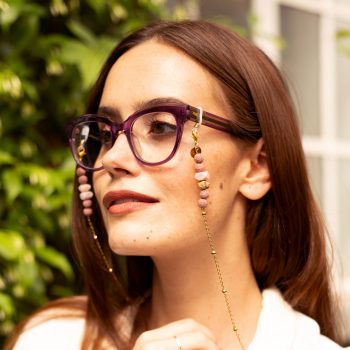 Halle Opal Pink Lava Bead Aromatherapy Glasses Chain