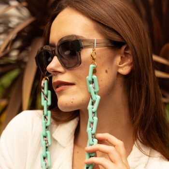 Stacey Chunky Mint Acrylic Leopard Glasses Chain