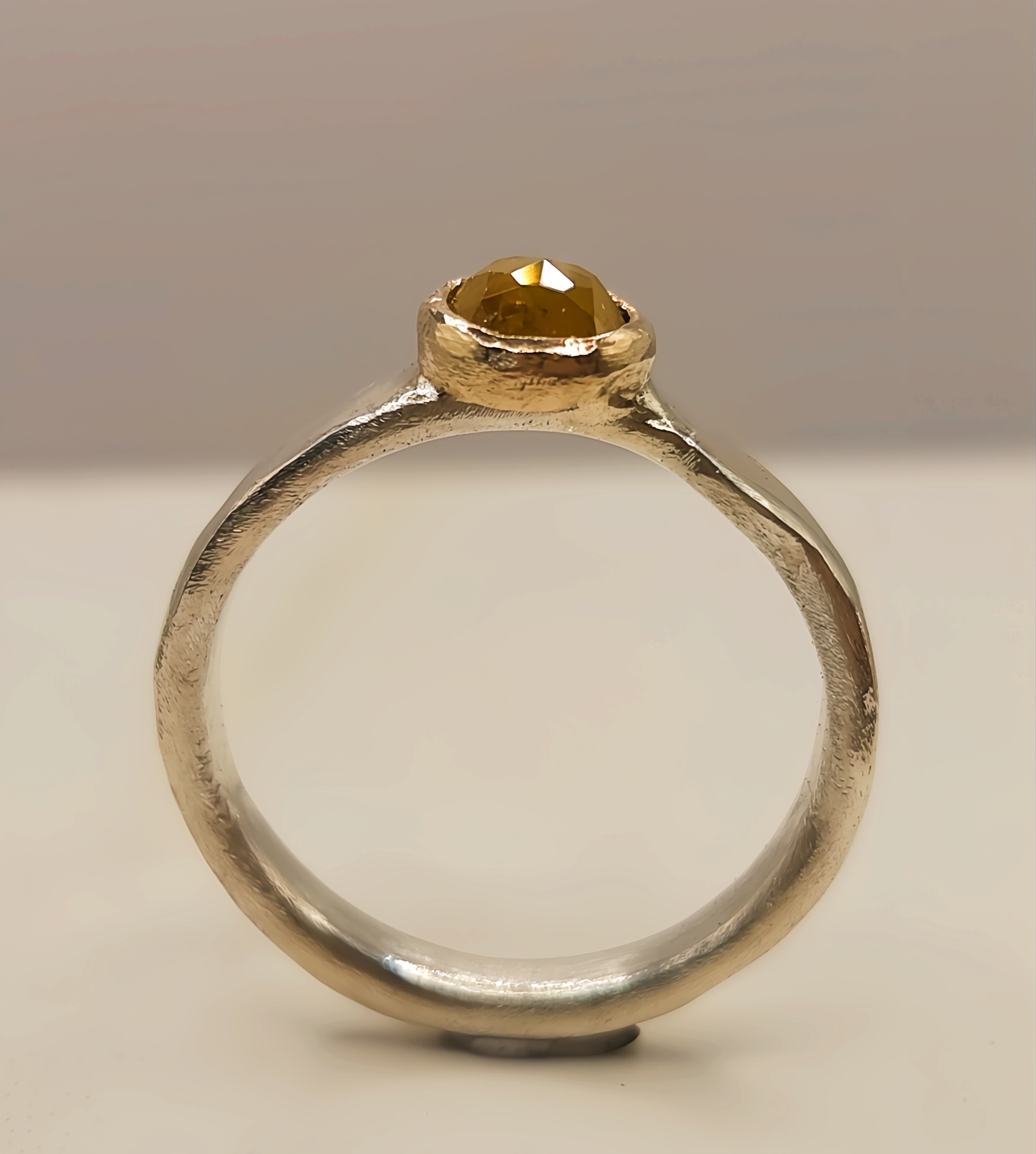 Rose Cut Brown Diamond Ring - Size L