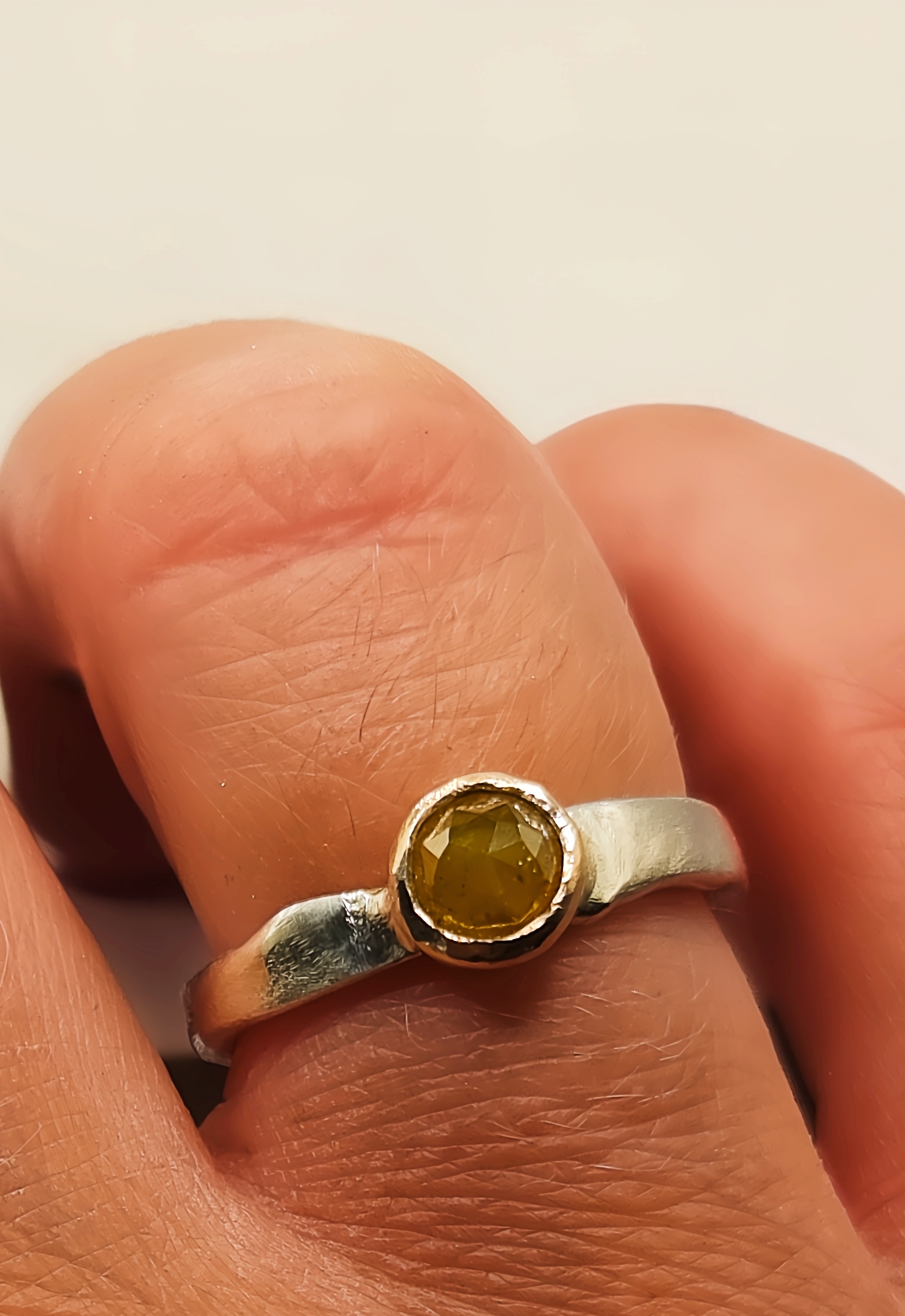 Rose Cut Brown Diamond Ring - Size L
